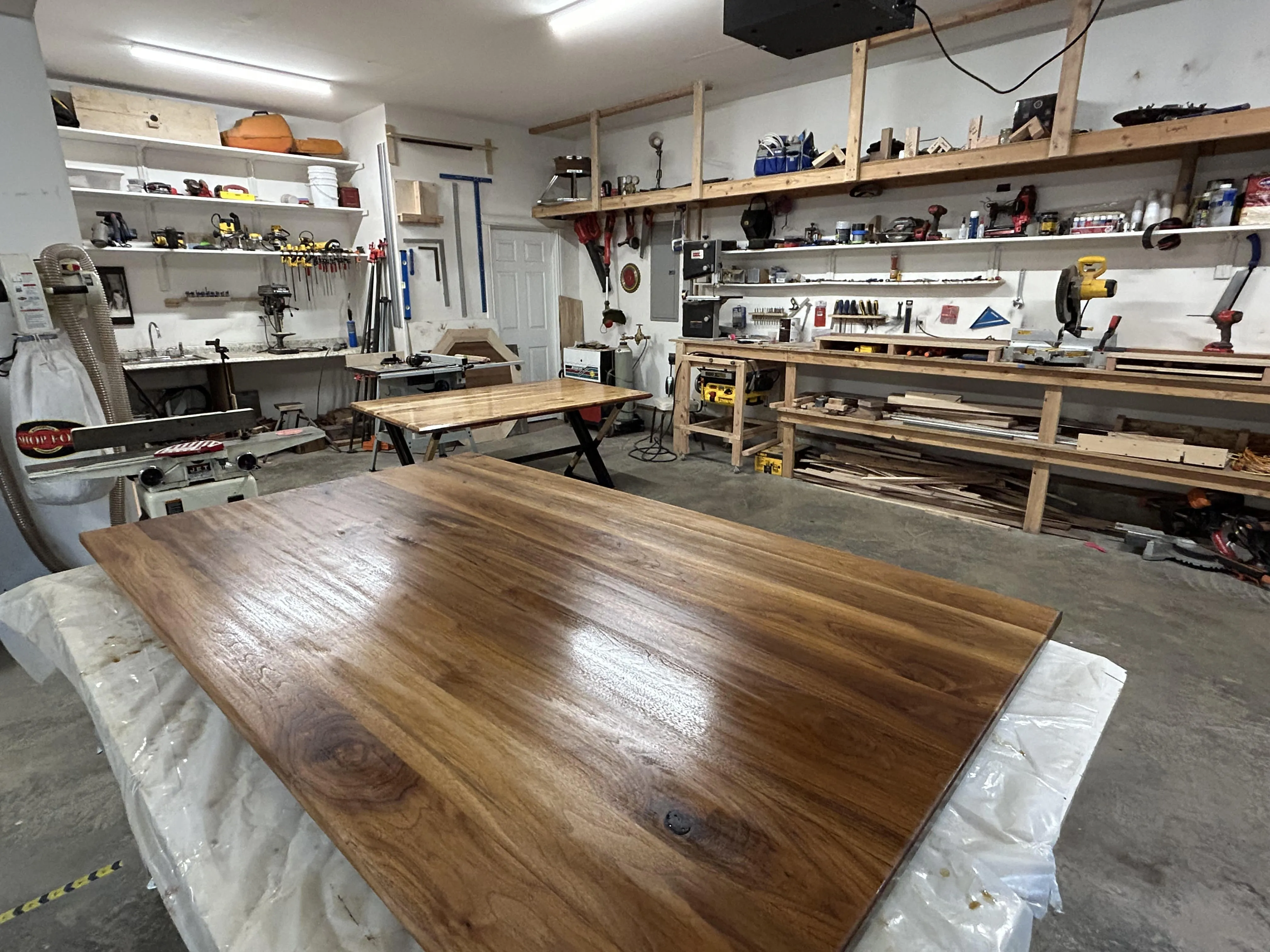 Alaska Table Makers woodworking workshop walnut slab in progress